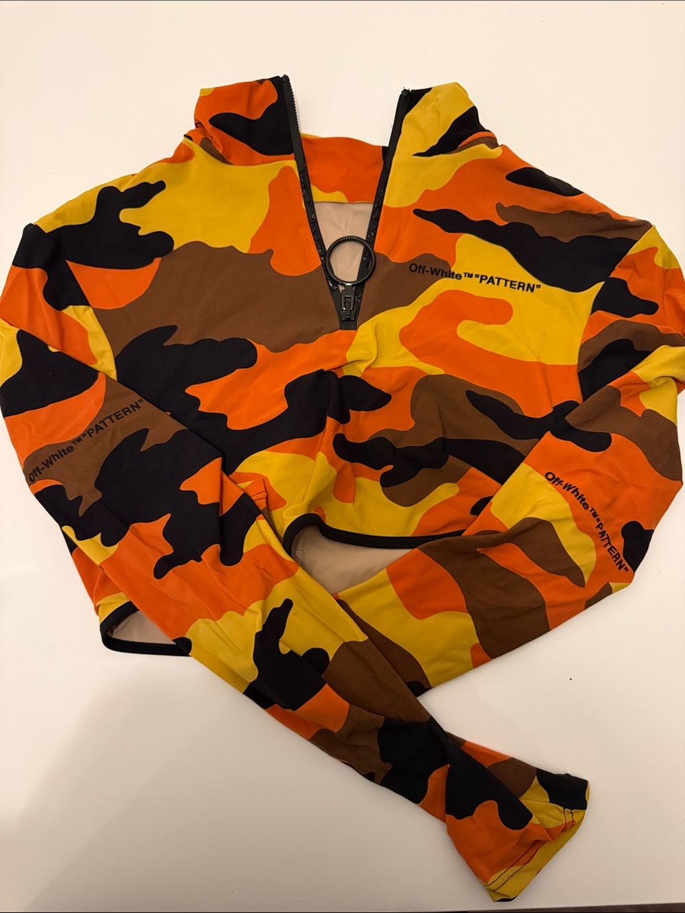 Off-White Orange & Yellow Camo Half-Zip Top